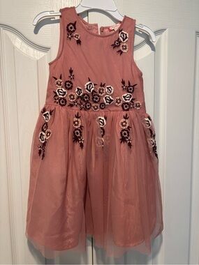 ruby & bloom Dusty Rose Embroidered Tulle Party Dress
